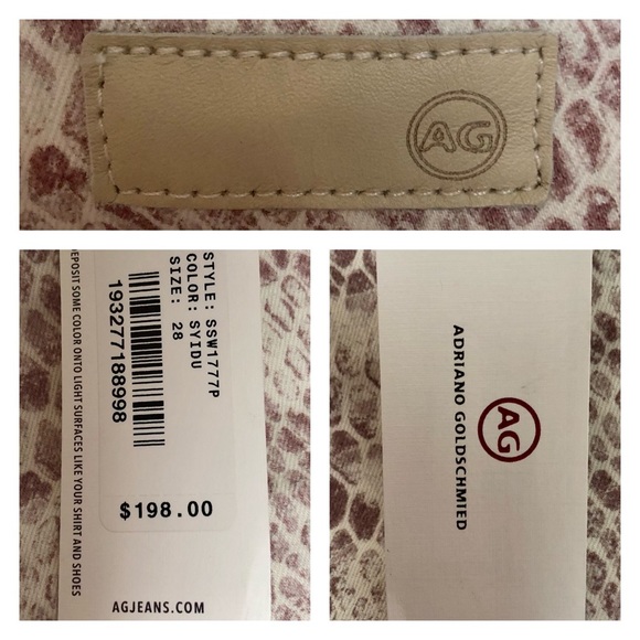 AG Farrah Ivory Python Snake Skinny Jeans NWT - Picture 9 of 15